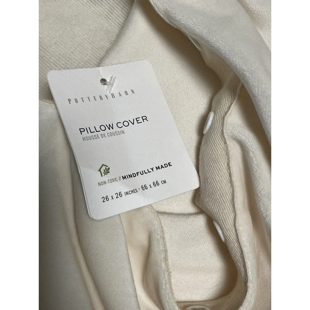 Pottery Barn Faux Fur Cream Pillow Cover 26x26